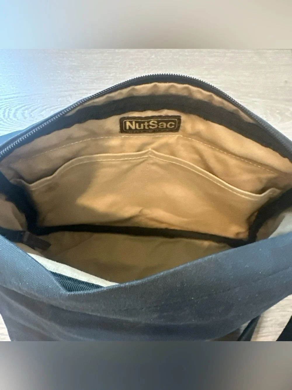NutSac Magsatch 11 Messenger Bag Waxed Canvas Black Brown Leather Made In USA